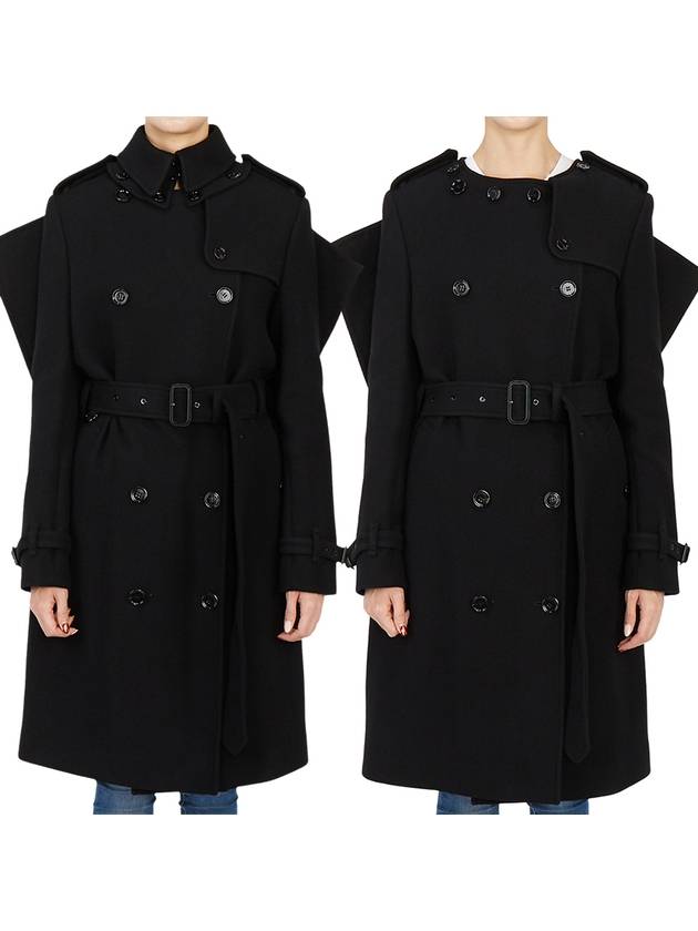 Burberry WoMen's Panel Detail Cashmere Wool Blend Trench Coat Black
