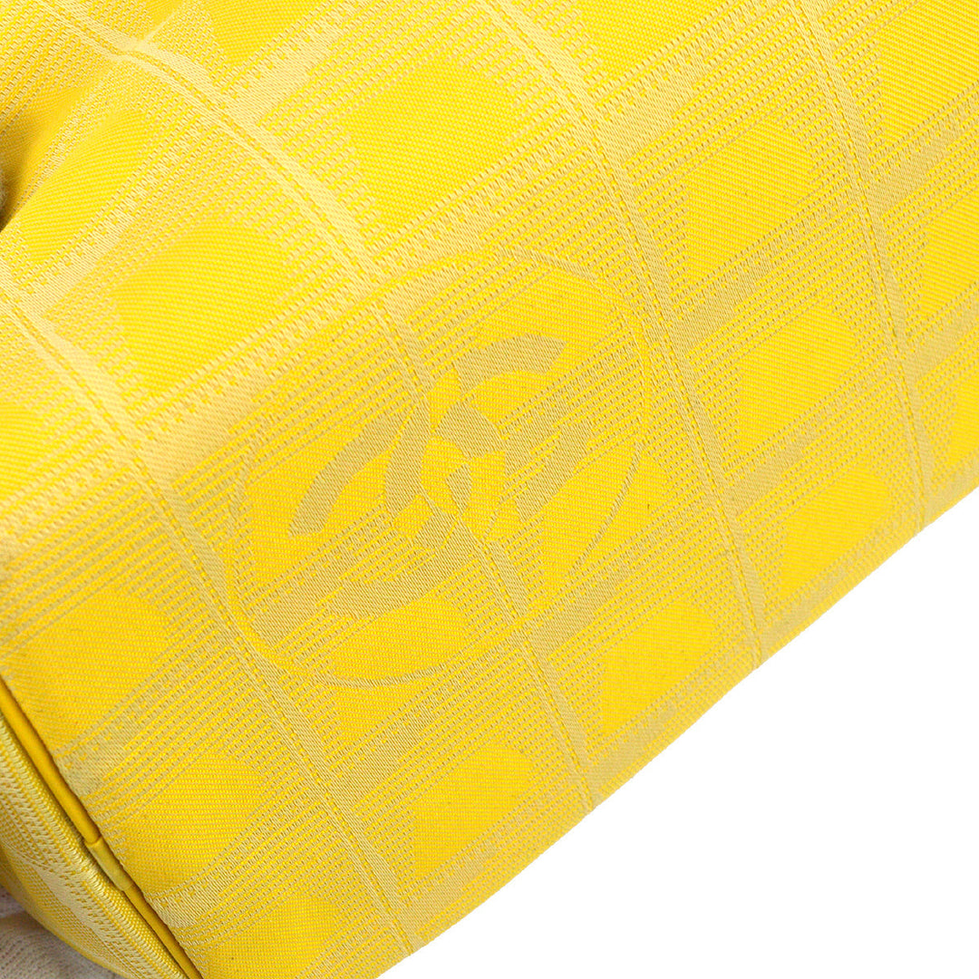 Top Quality Chanel 2001-2003 Yellow Jacquard Nylon New Travel Line Shoulder Bag