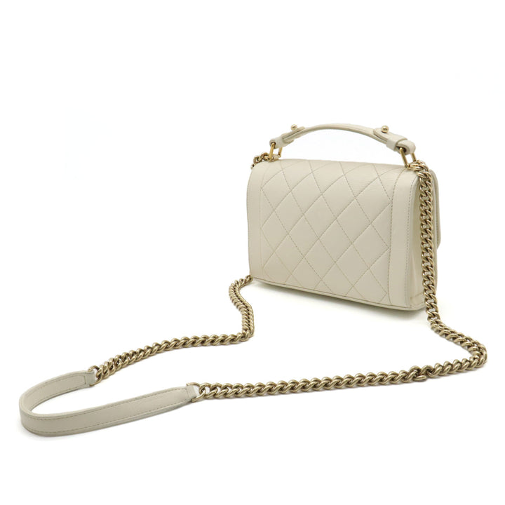 Top Quality Chanel Mattress Top Handle Handbag 2WAY Chain Shoulder Bag Leather Ivory White Gold  Black / Blue / Blue