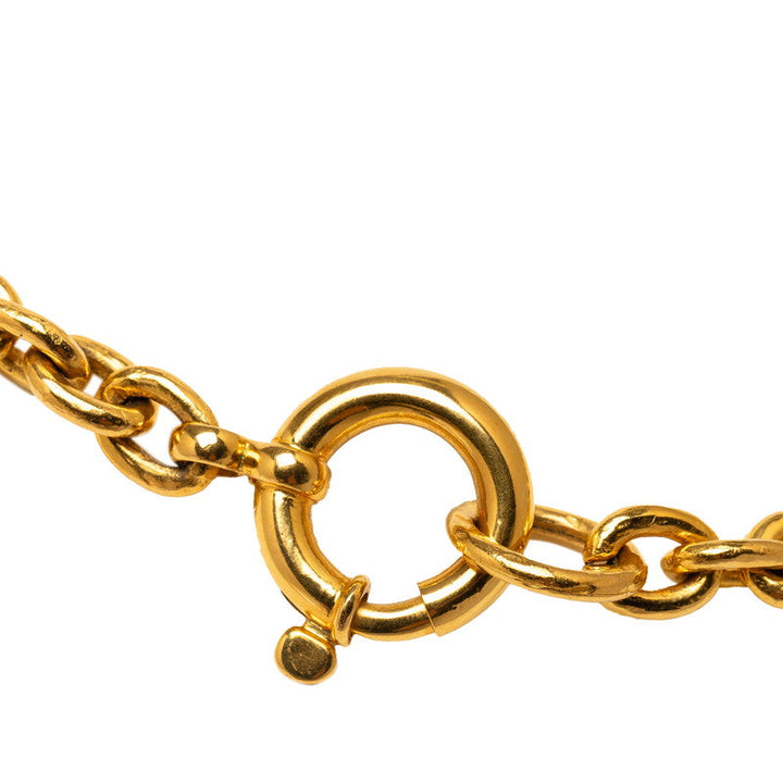 Top Quality Chanel Vintage Triple CC Logo Long Necklace Gold Plated Women's