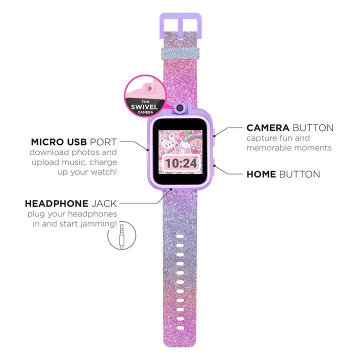 PlayZoom 2 Kids Smartwatch with Headphones: Purple Glitter