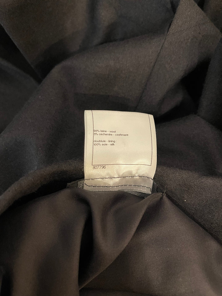 Top Quality Chanel Charcoal Wool Trench Coat with CC Logo Buttons Detailing Size FR 42 (UK 14)