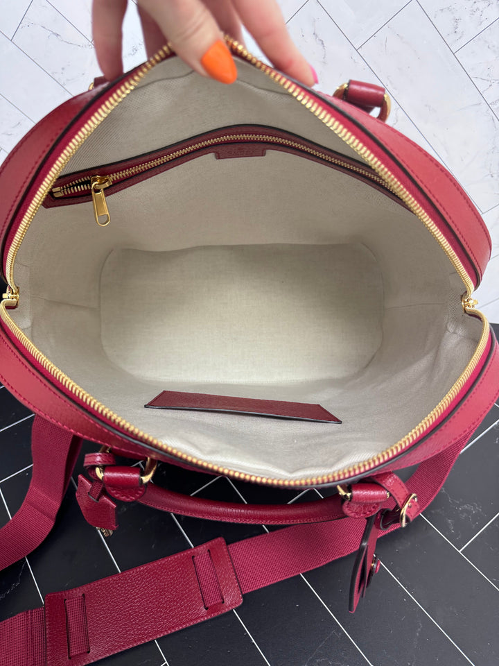 LIKE NEW- Gucci Red Savoy Web Bowling Tote