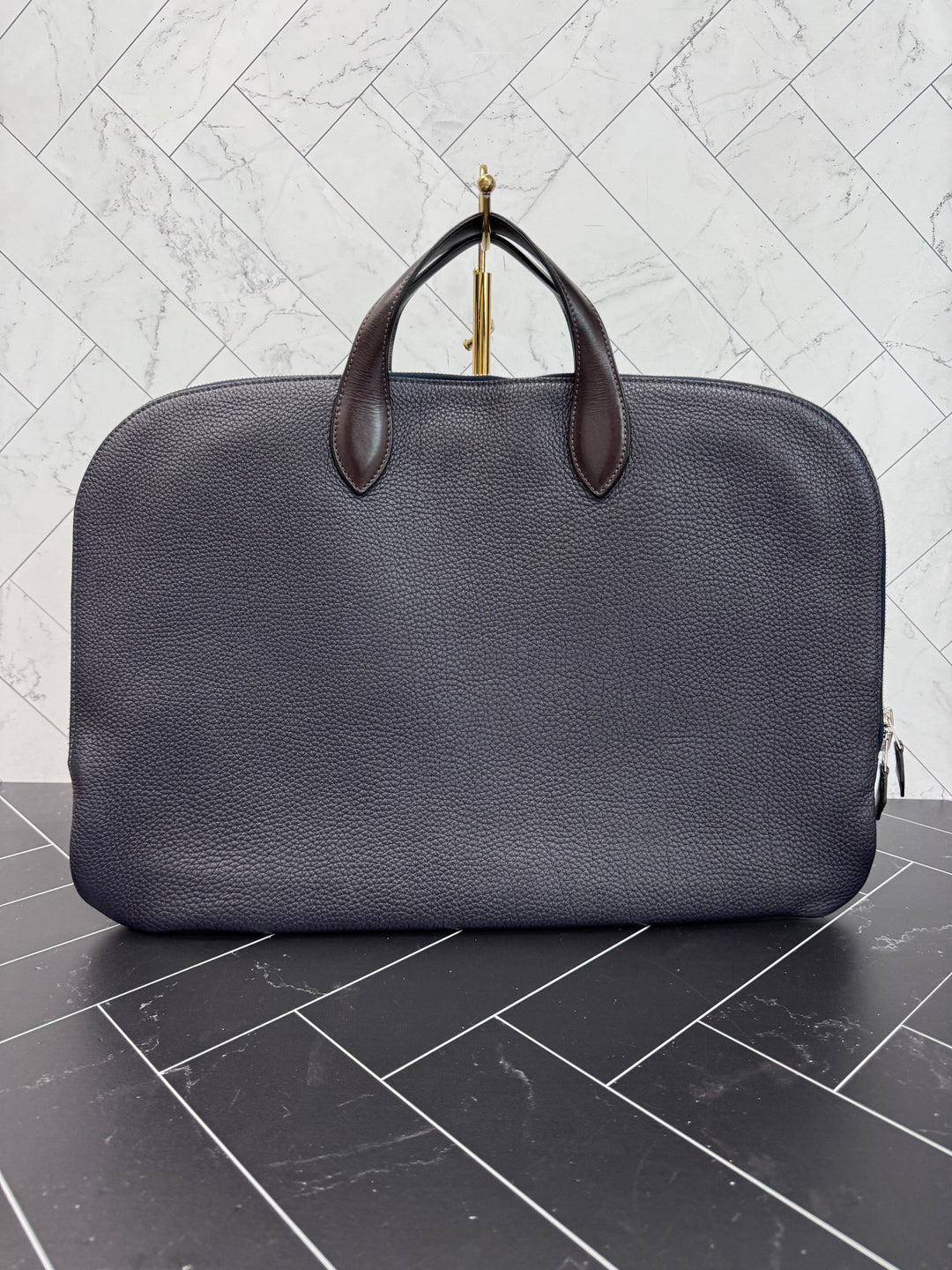 LIKE NEW Hermes Navy Blue Victoria Travel Briefcase Togo 50