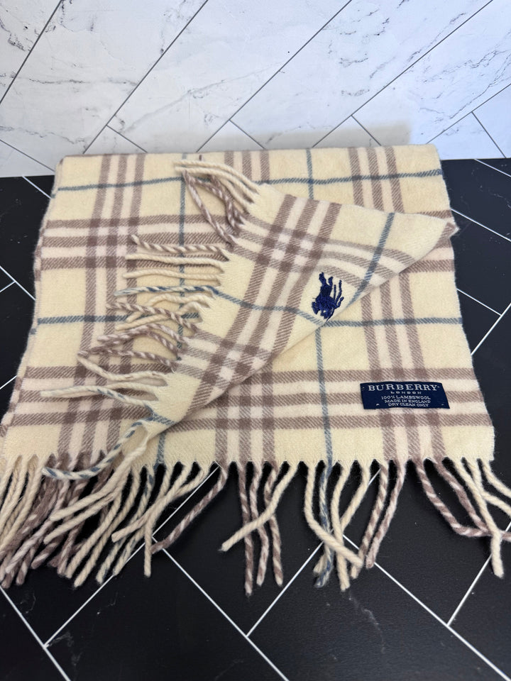 Burberry Cream Novacheck Lambswool Scarf