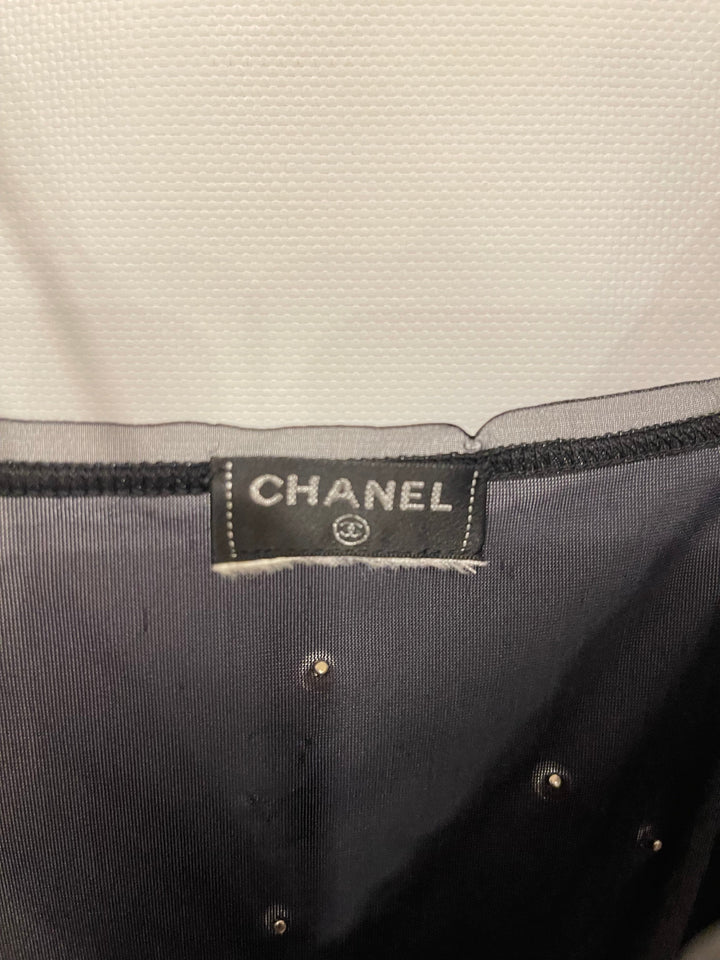 Top Quality Chanel Black Tank Top with Pearl Embellishments and CC Logo Detail Size FR 38 (UK 10)