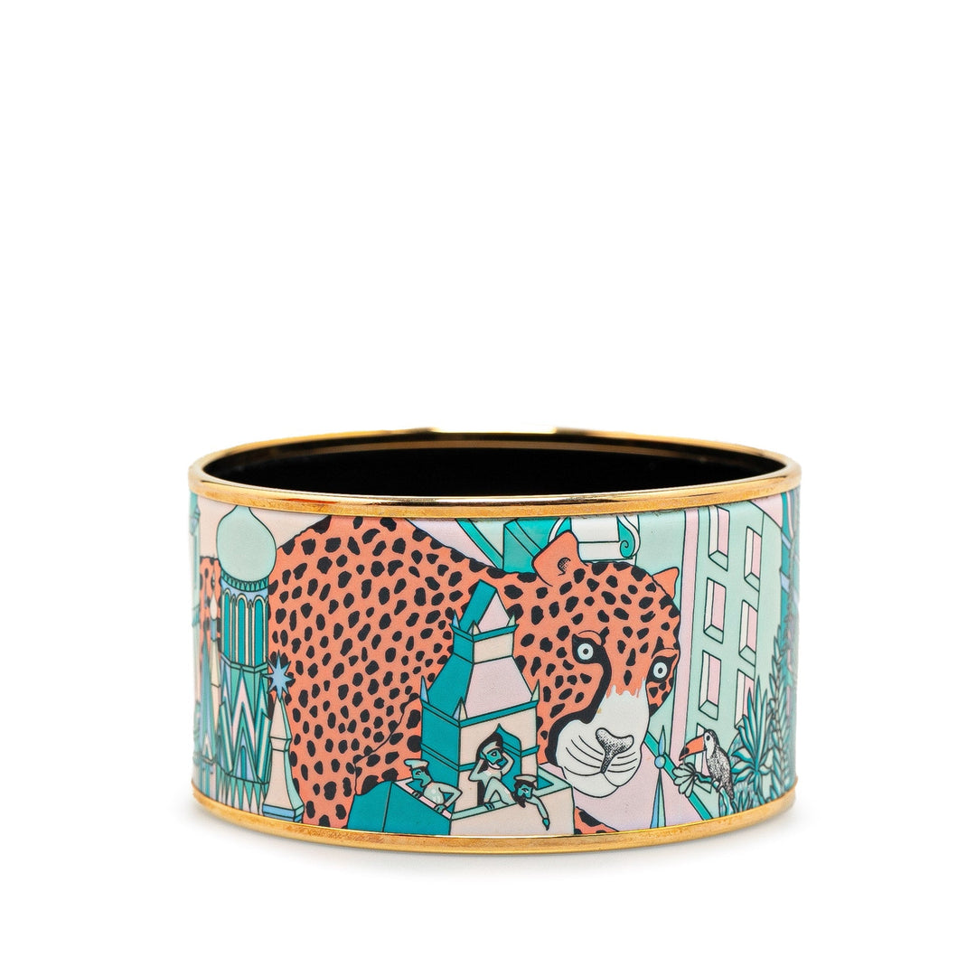 Hermes Extra Wide Enamel Bangle Costume Bracelet
