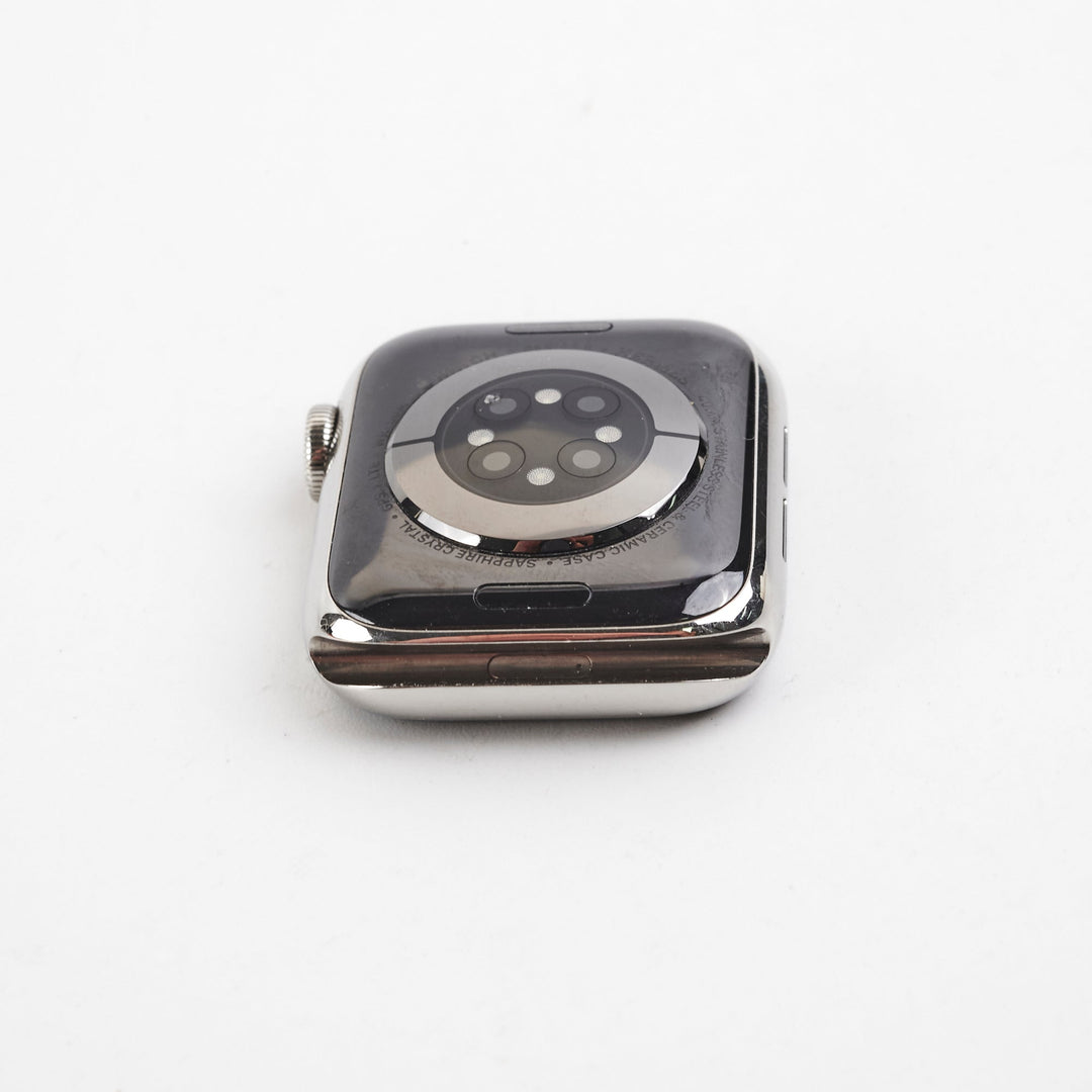 Hermes 40mm Apple Watch (Series 6) Stainless Steel Case (Fauve Barenia Single Tour/Orange Strap))