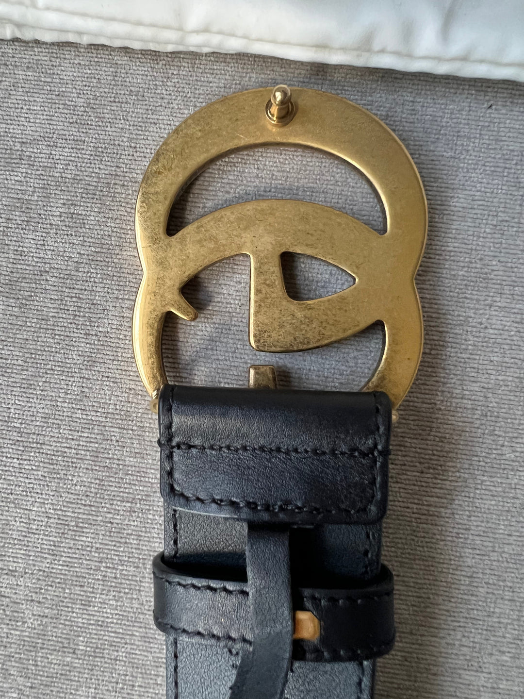 Gucci GG 2015 Re edition Marmont Black Wide Leather Belt with Gold Buckle (RRP £380)