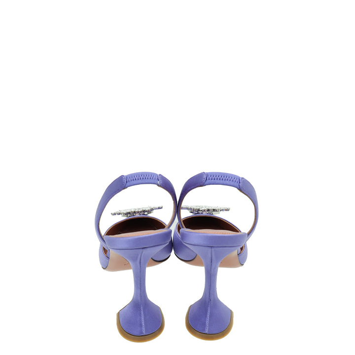 Amina Muaddi Lilac Begum Crystal Satin Slingback 38