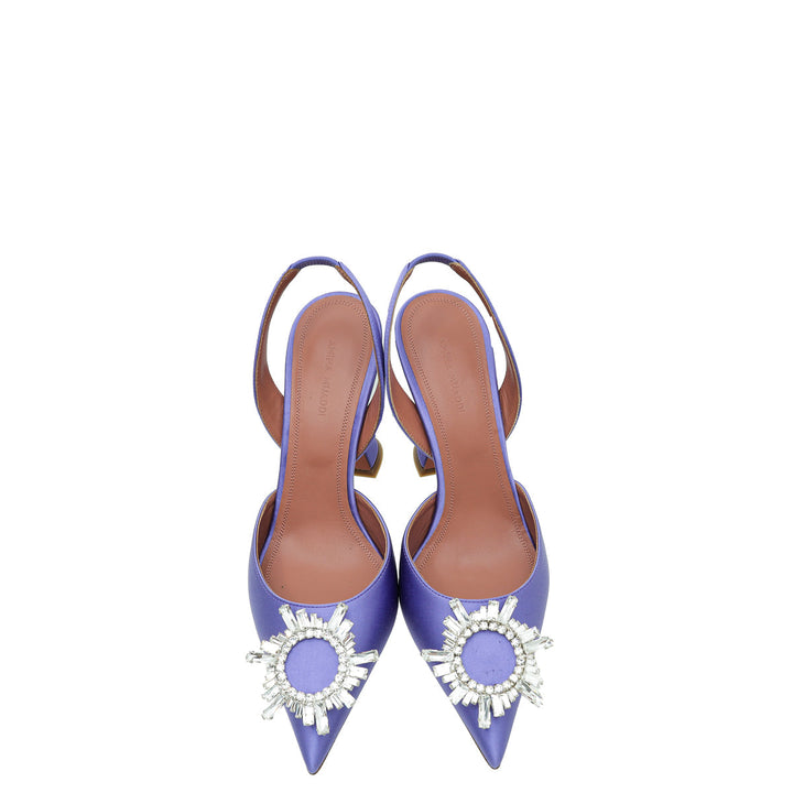 Amina Muaddi Lilac Begum Crystal Satin Slingback 38