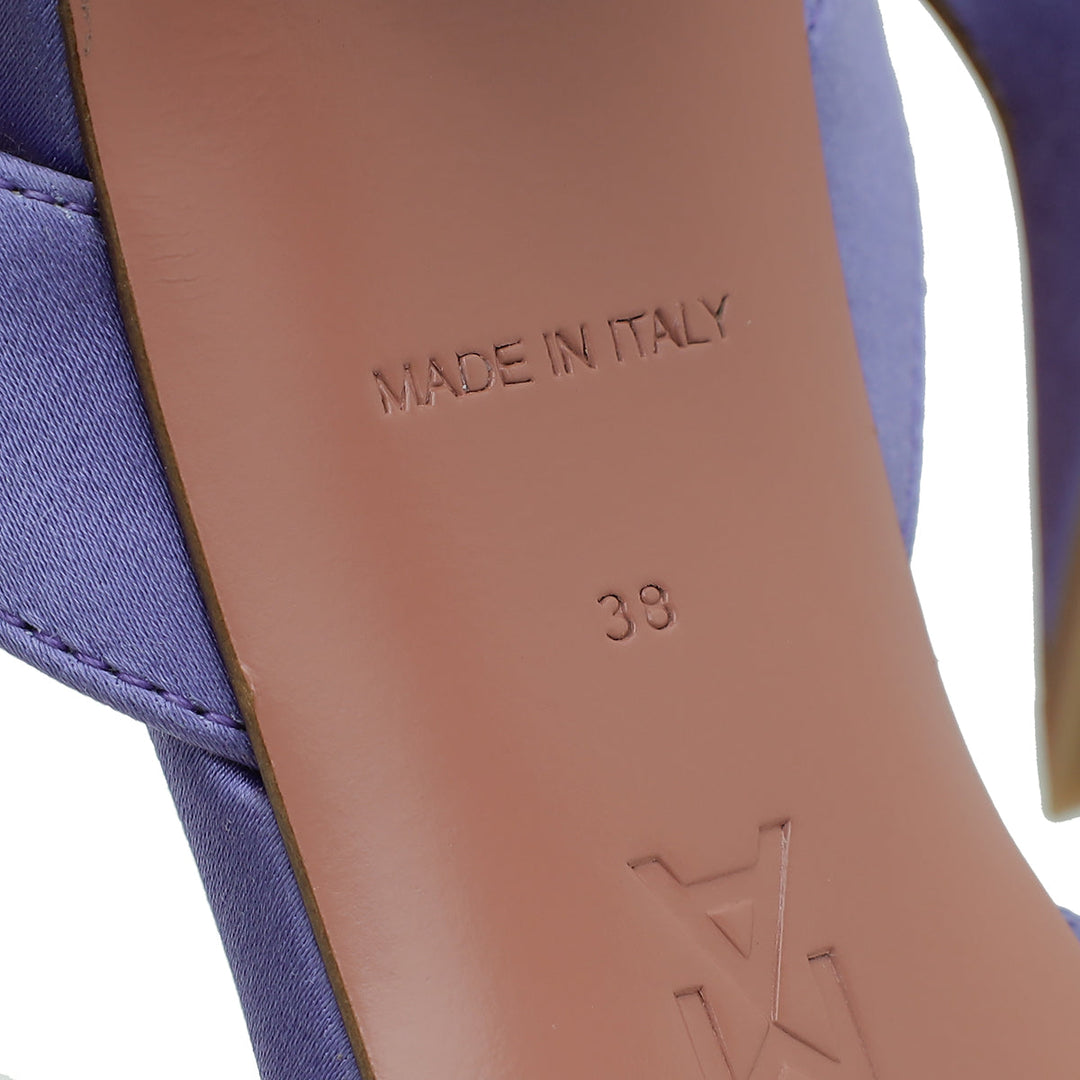 Amina Muaddi Lilac Begum Crystal Satin Slingback 38