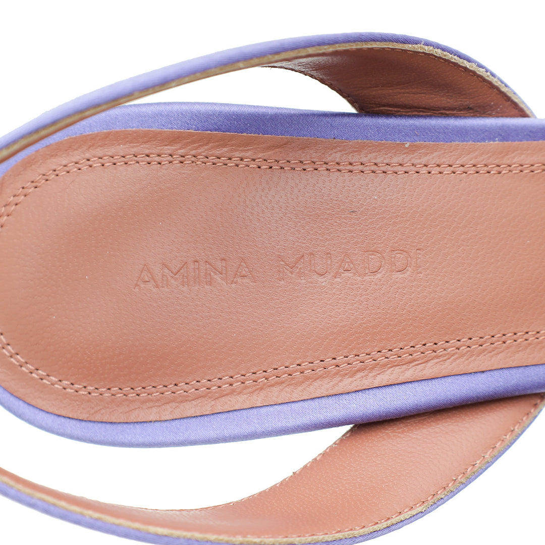 Amina Muaddi Lilac Begum Crystal Satin Slingback 38