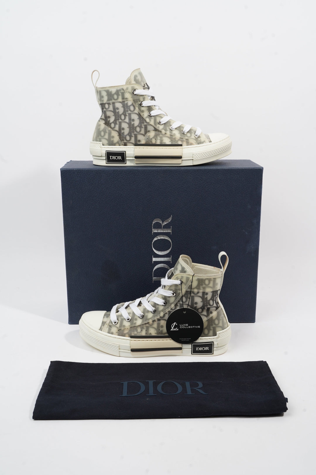 Christian Dior B23 High-top White / Black Oblique Canvas EU 37 UK 4
