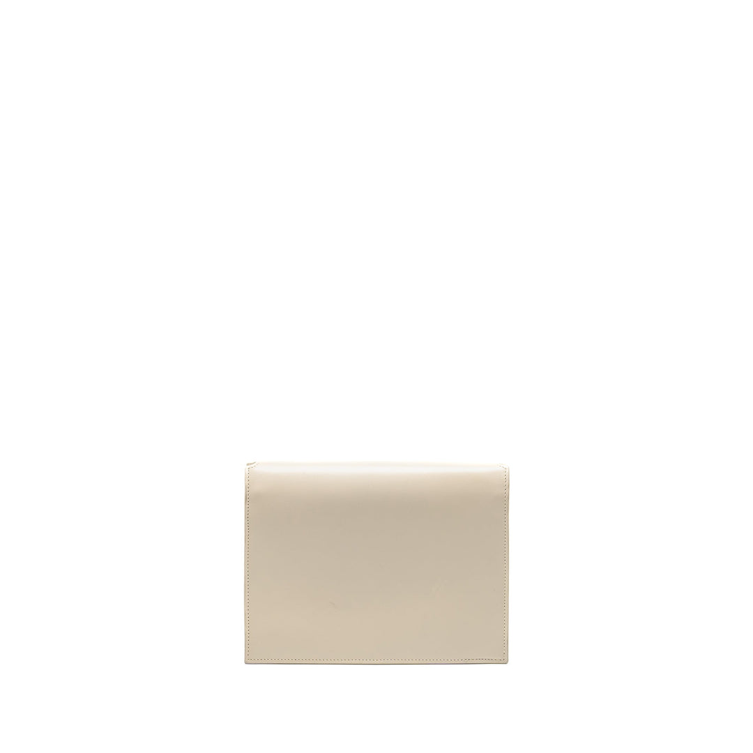 Saint Laurent/YSL Cassandra Chain Wallet Calfskin White GHW