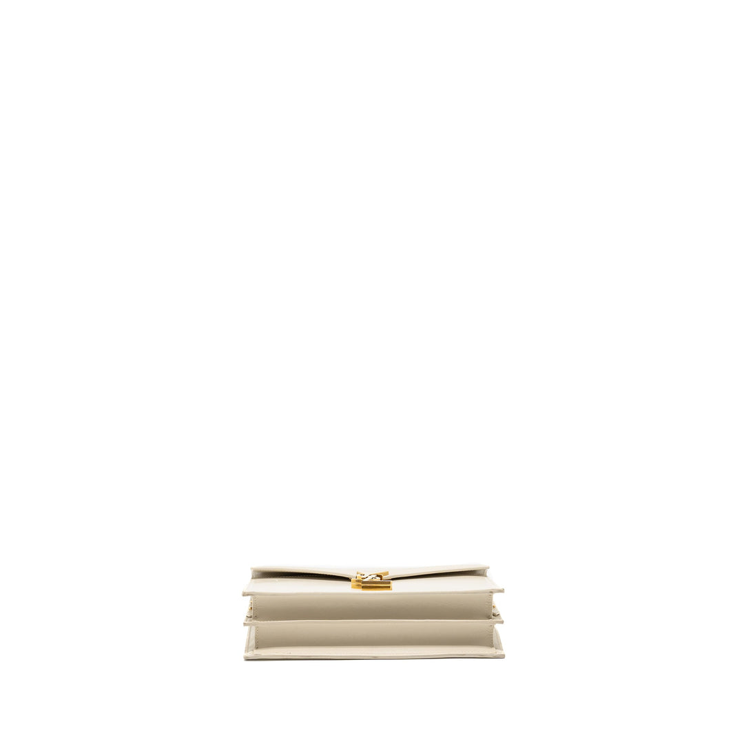 Saint Laurent/YSL Cassandra Chain Wallet Calfskin White GHW