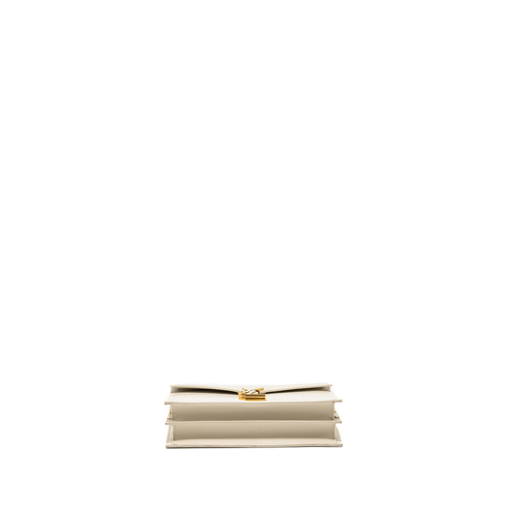 Saint Laurent/YSL Cassandra Chain Wallet Calfskin White GHW