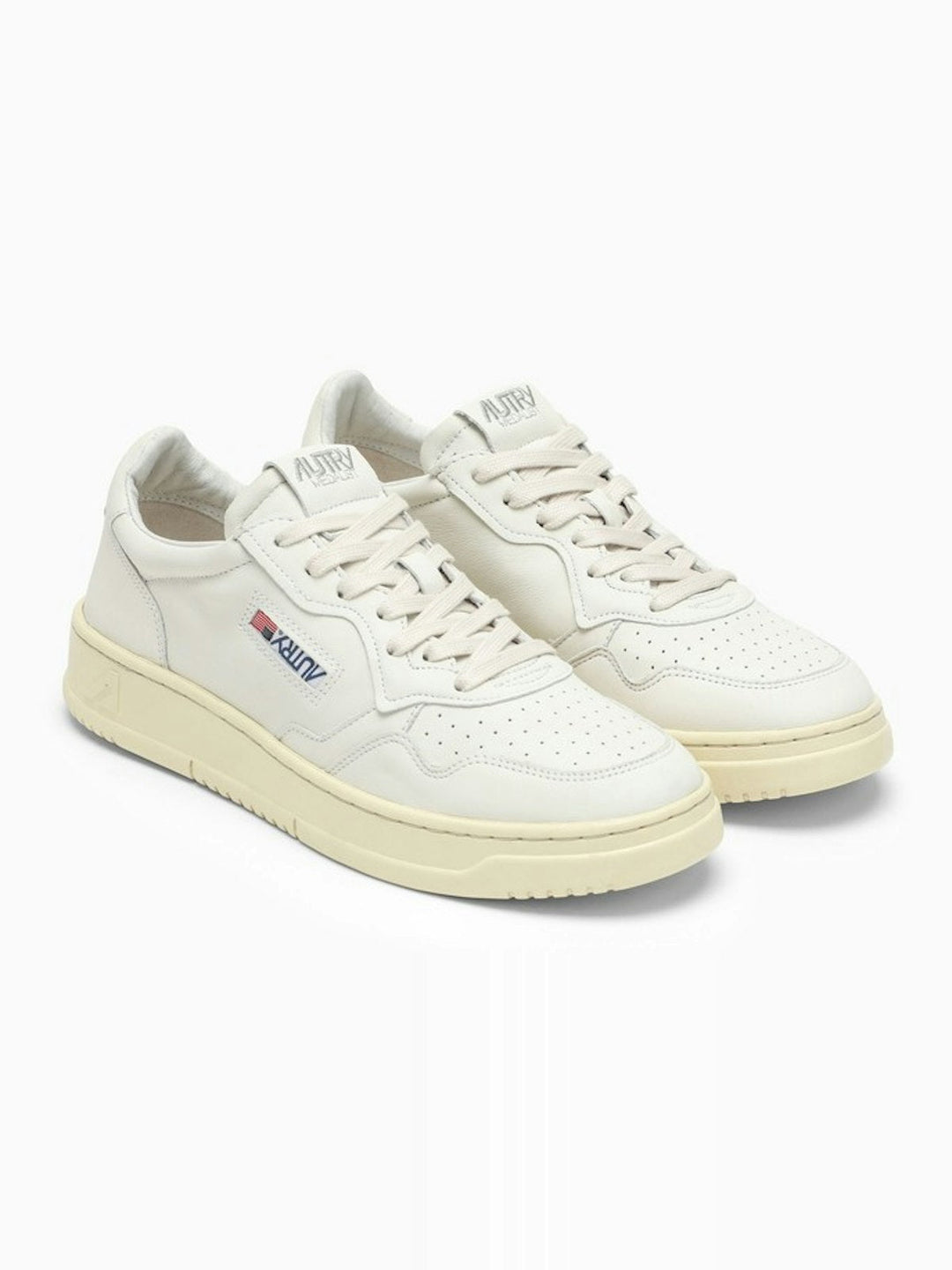 WHITE CREAM LEATHER MEDALIST SNEAKERS