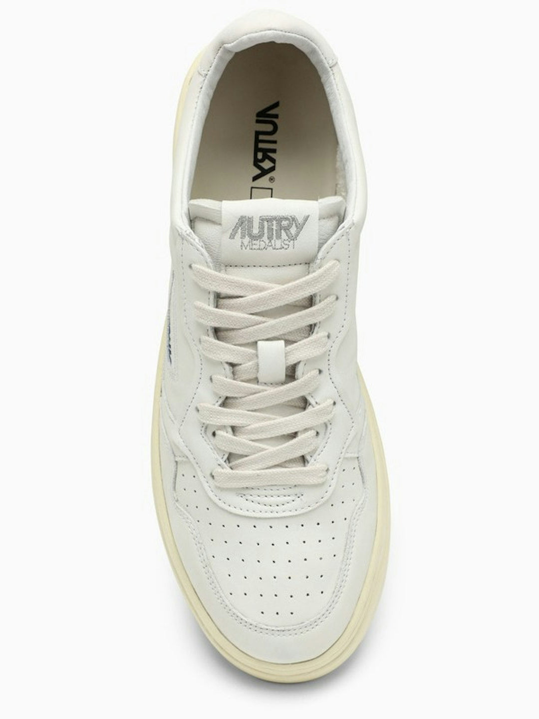 WHITE CREAM LEATHER MEDALIST SNEAKERS