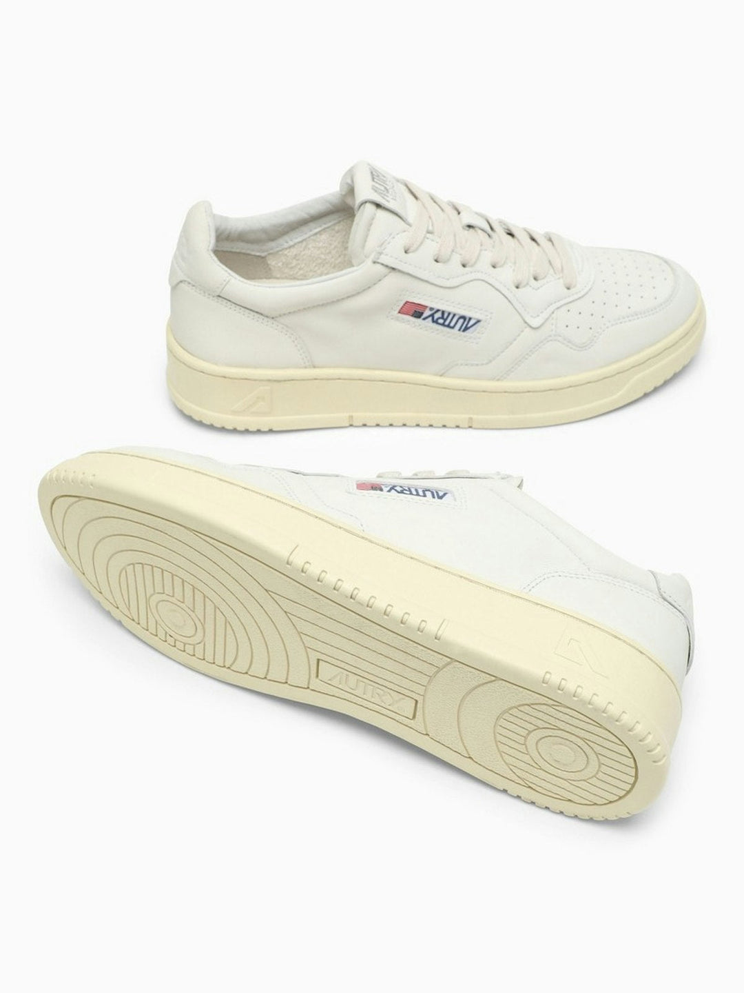 WHITE CREAM LEATHER MEDALIST SNEAKERS