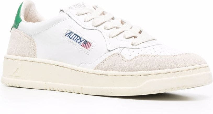 MEDALIST SNEAKERS IN WHITE/GREEN LEATHER AND SUEDE