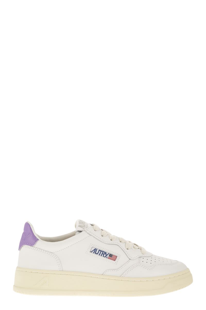 WHITE/LAVENDER LEATHER MEDALIST SNEAKERS