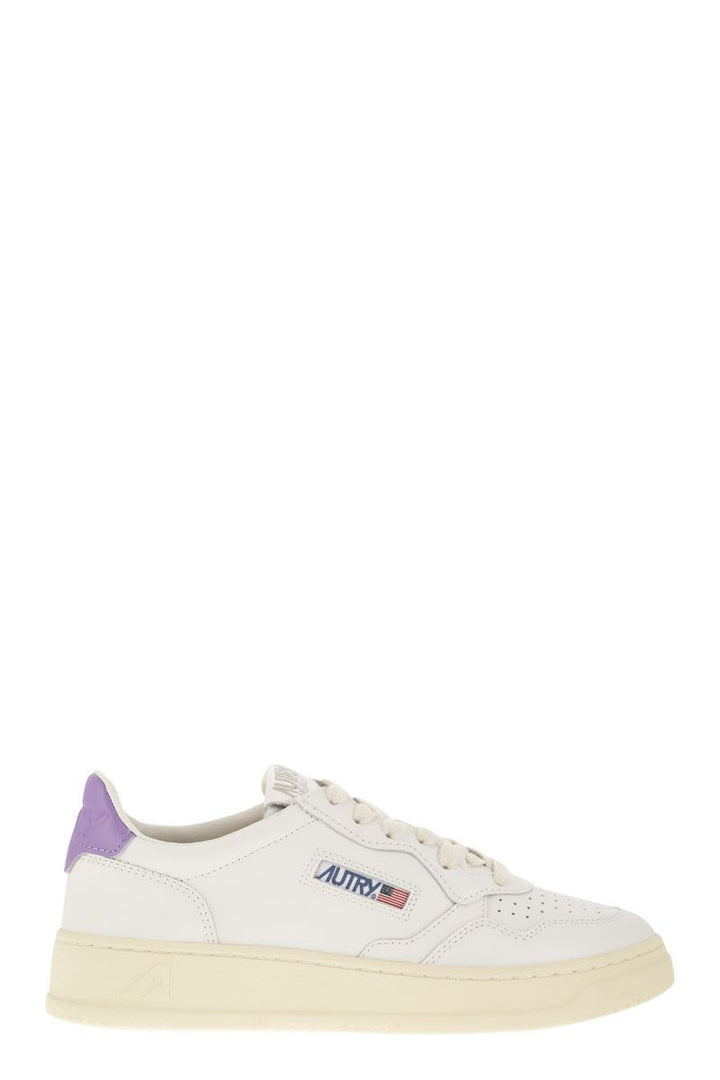 WHITE/LAVENDER LEATHER MEDALIST SNEAKERS