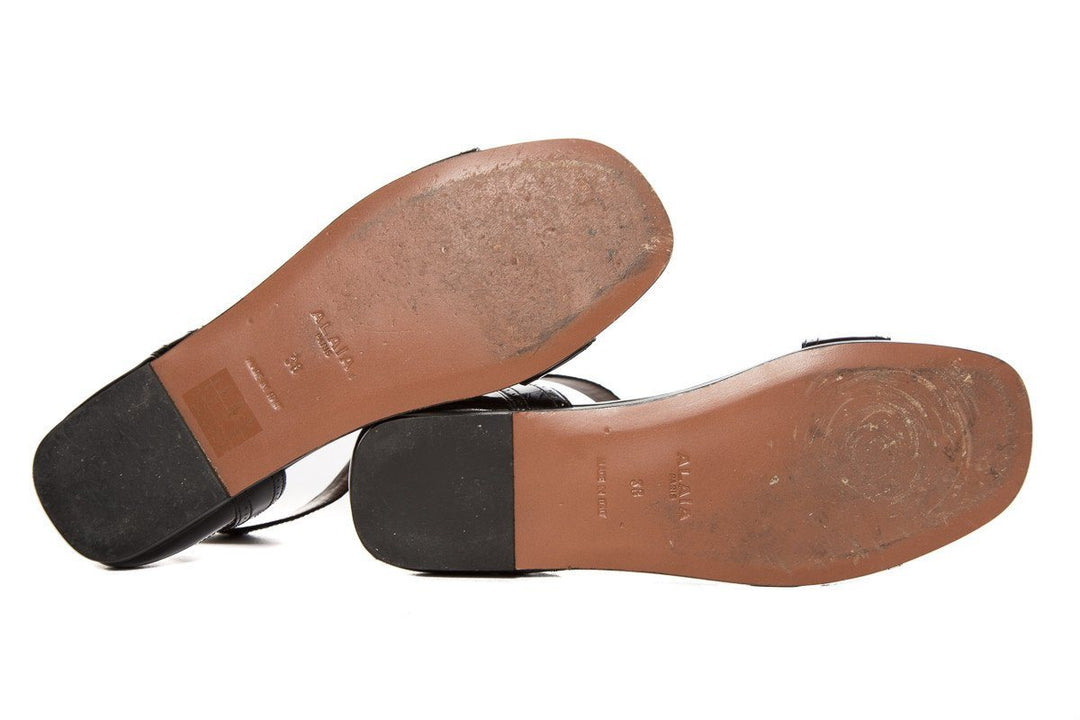 Alaïa Black Patent Leather T-Strap Sandal SZ 38