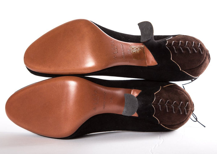 Alaïa Black & Brown Suede Heels SZ 38
