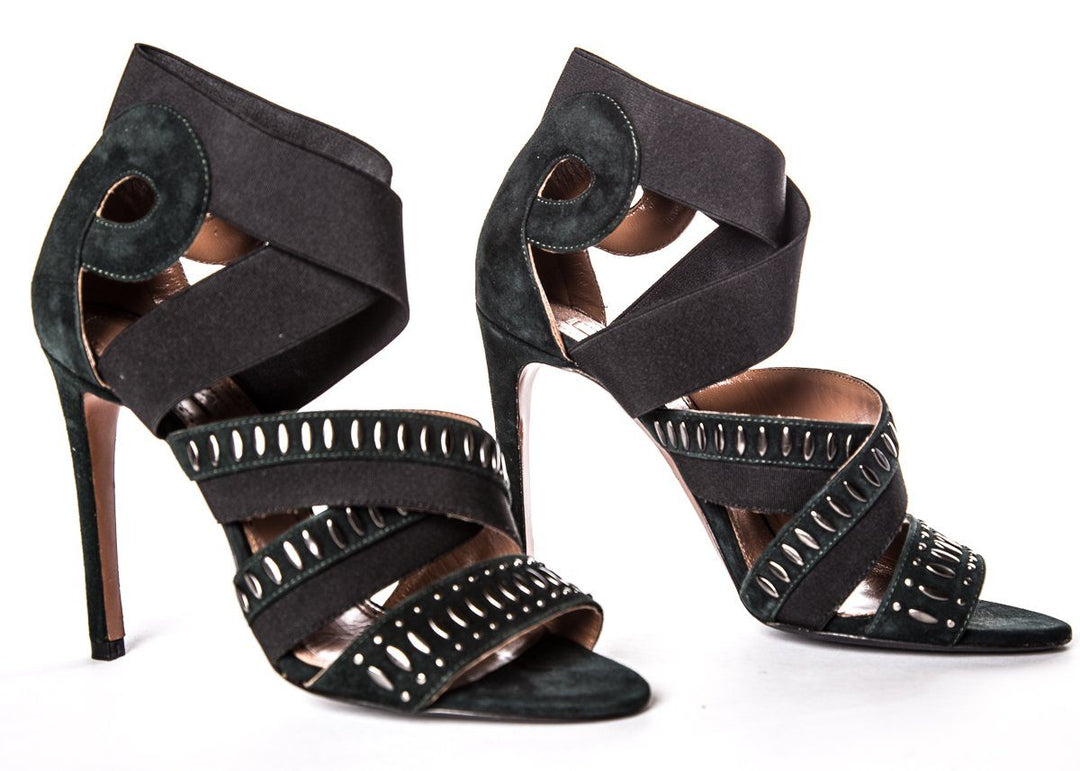 Alaïa Forest Green Suede Sandals SZ 35