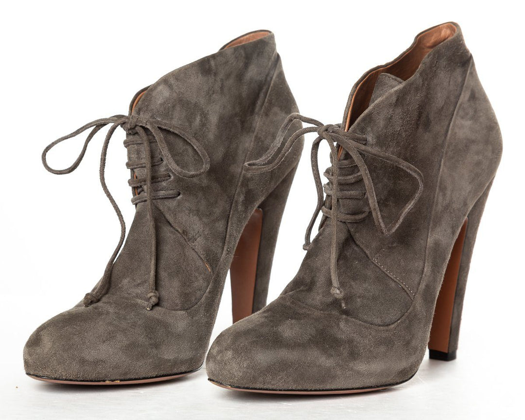Alaïa Grey Suede Lace-Up Ankle Boots 38