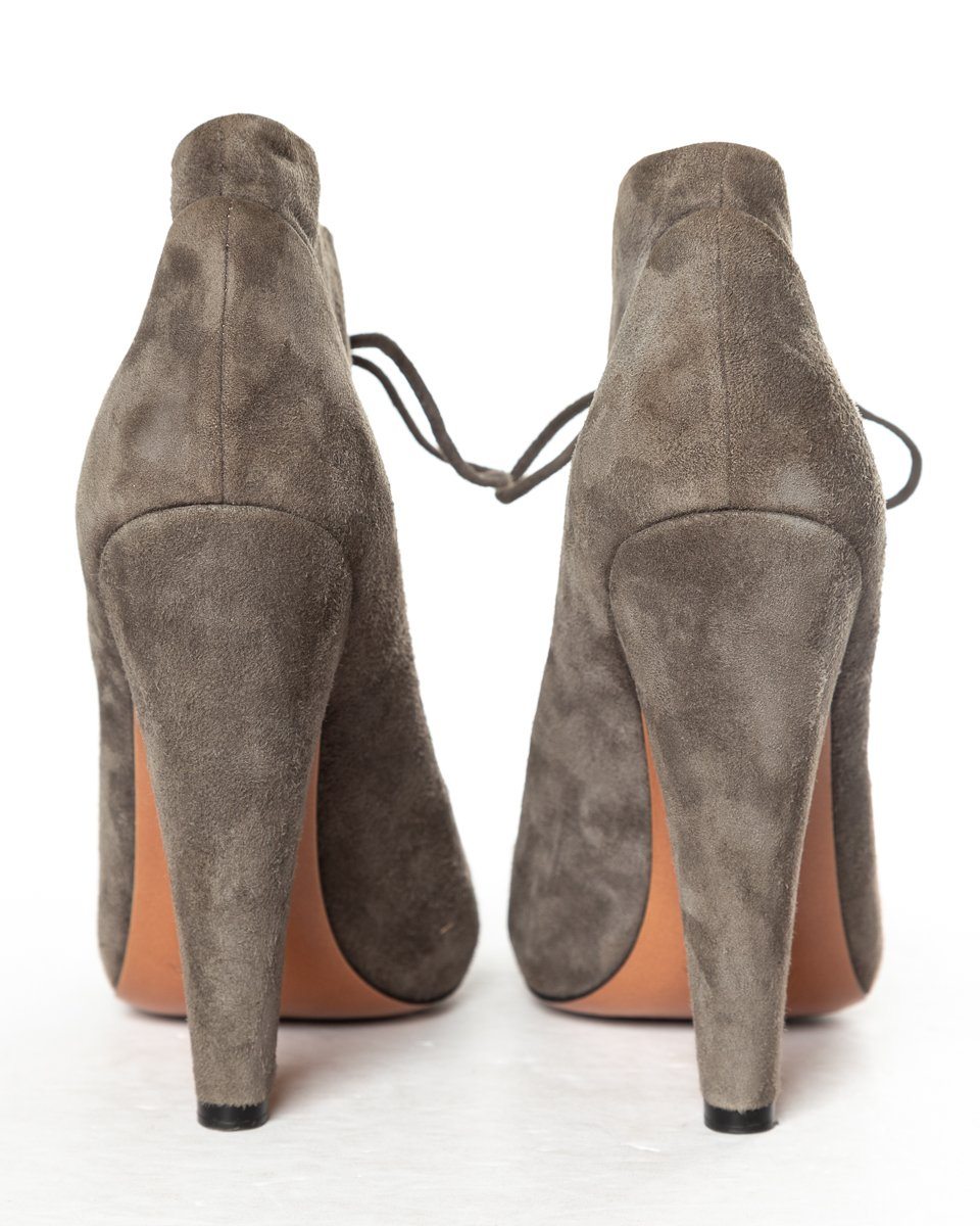 Alaïa Grey Suede Lace-Up Ankle Boots 38