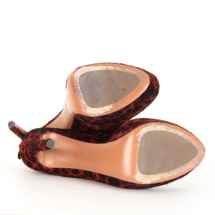 Alaïa Red Leopard Round Toe Ankle Booties 41