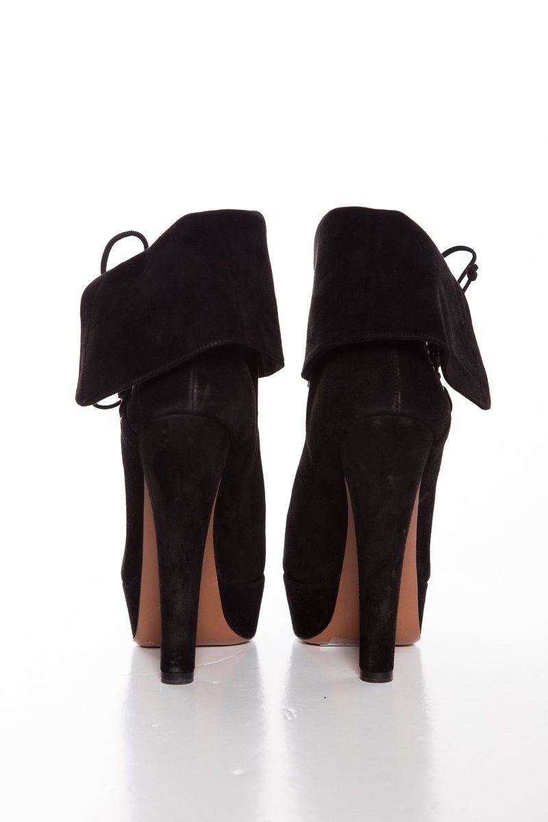 Alaïa Suede Black Booties Eyelet Lace-Up  SZ 38.5 Sale