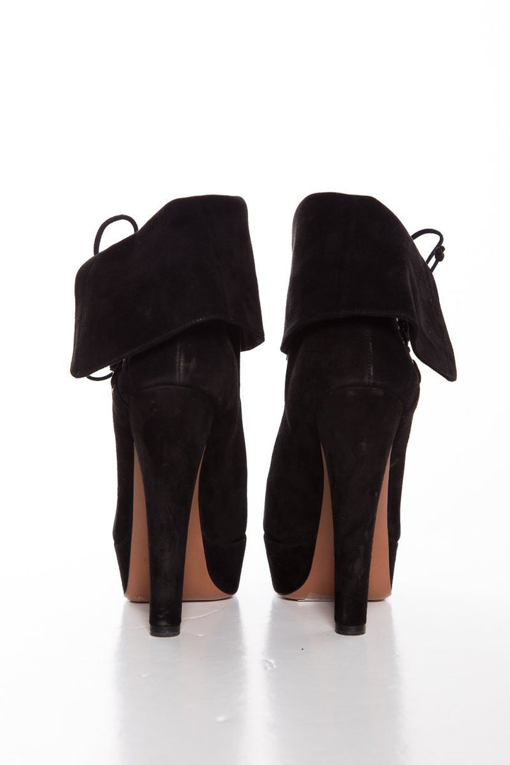 Alaïa Suede Black Booties Eyelet Lace-Up  SZ 38.5 Sale