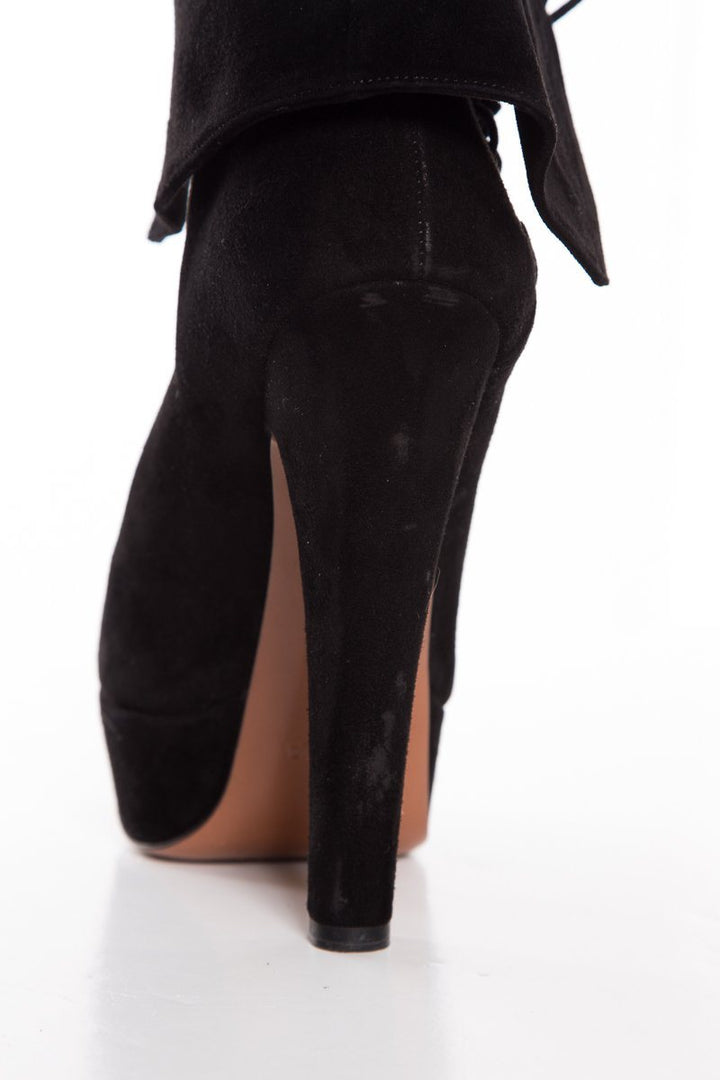 Alaïa Suede Black Booties Eyelet Lace-Up  SZ 38.5 Sale
