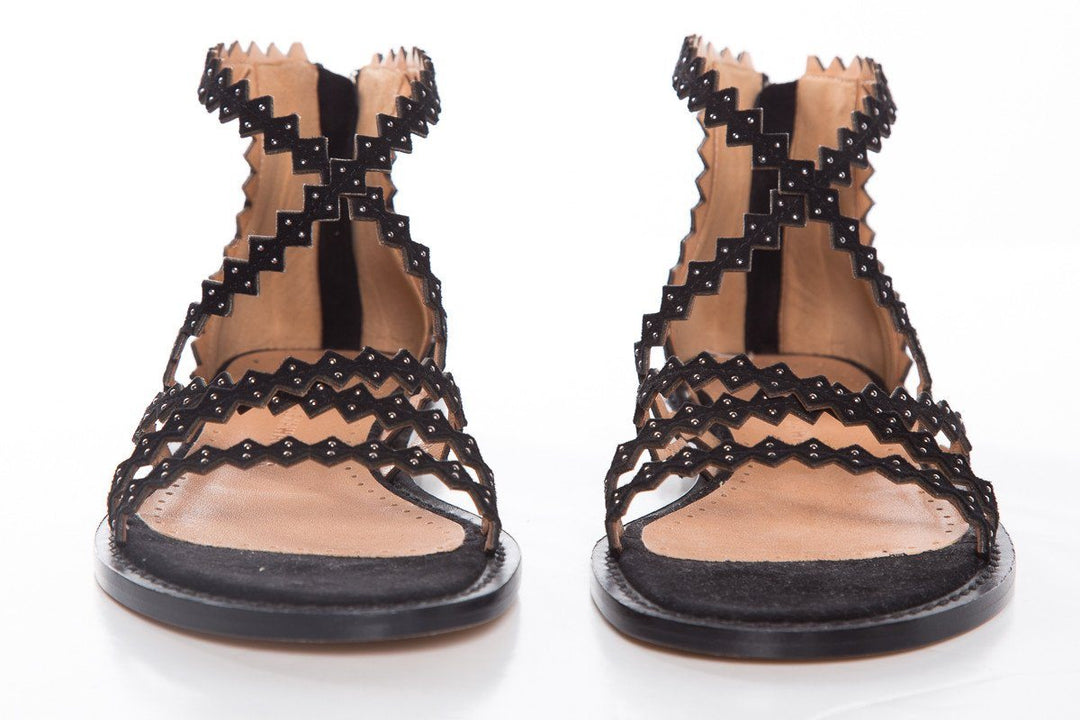 Alexa Wagner Black Gladiator Sandals SZ 36.5