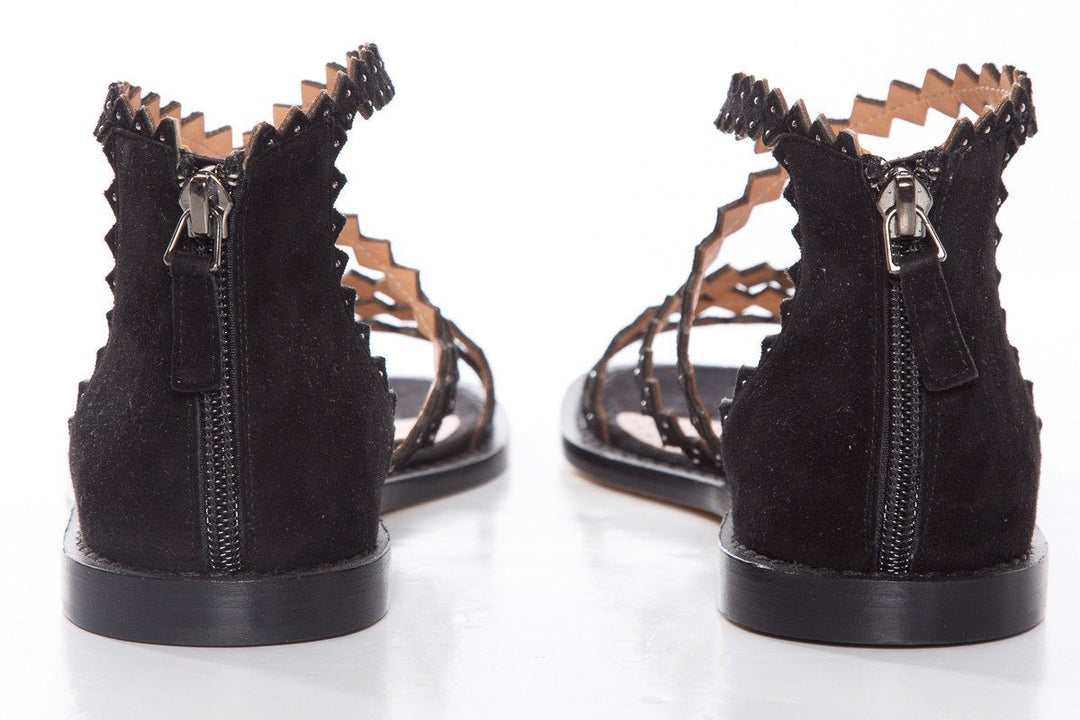 Alexa Wagner Black Gladiator Sandals SZ 36.5