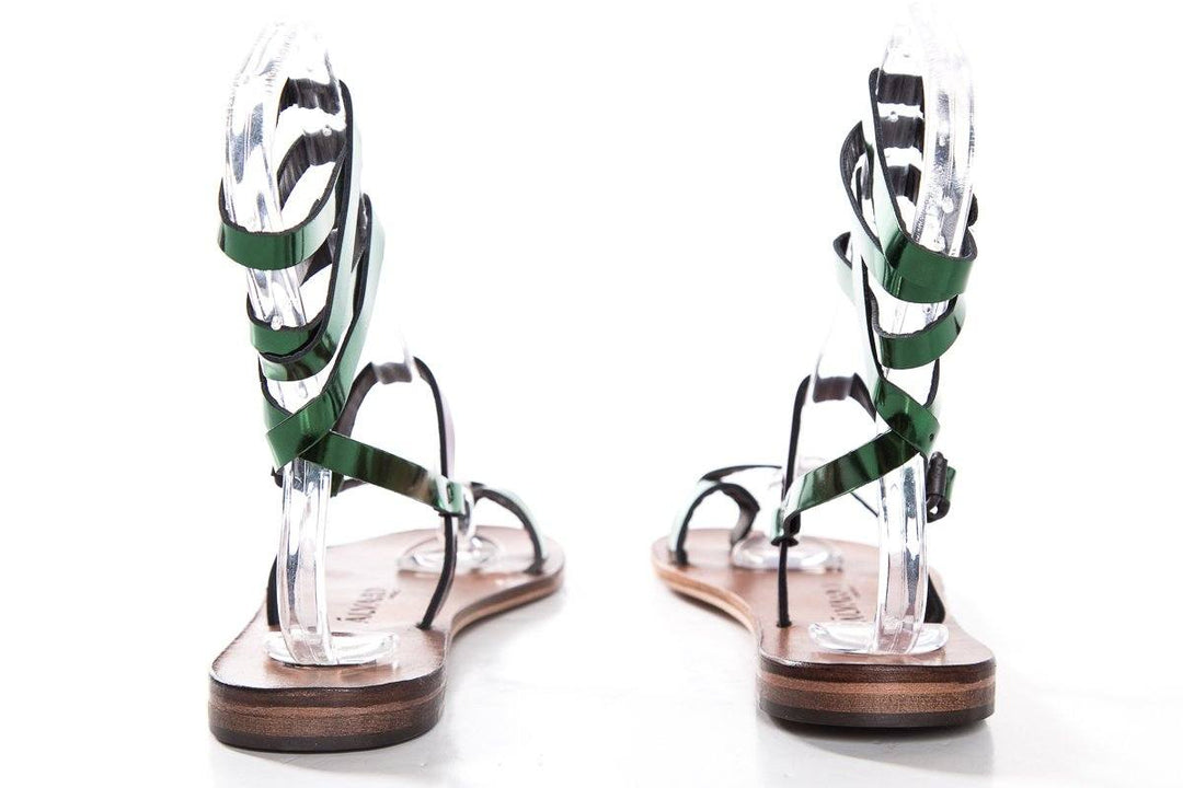 Alvaro Gonzalez Multicolored Metallic Leather Sandals SZ 37 NWT SALE