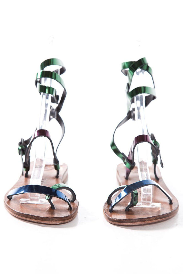 Alvaro Gonzalez Multicolored Metallix Anna Flat Sandals SZ 36 NWT SALE