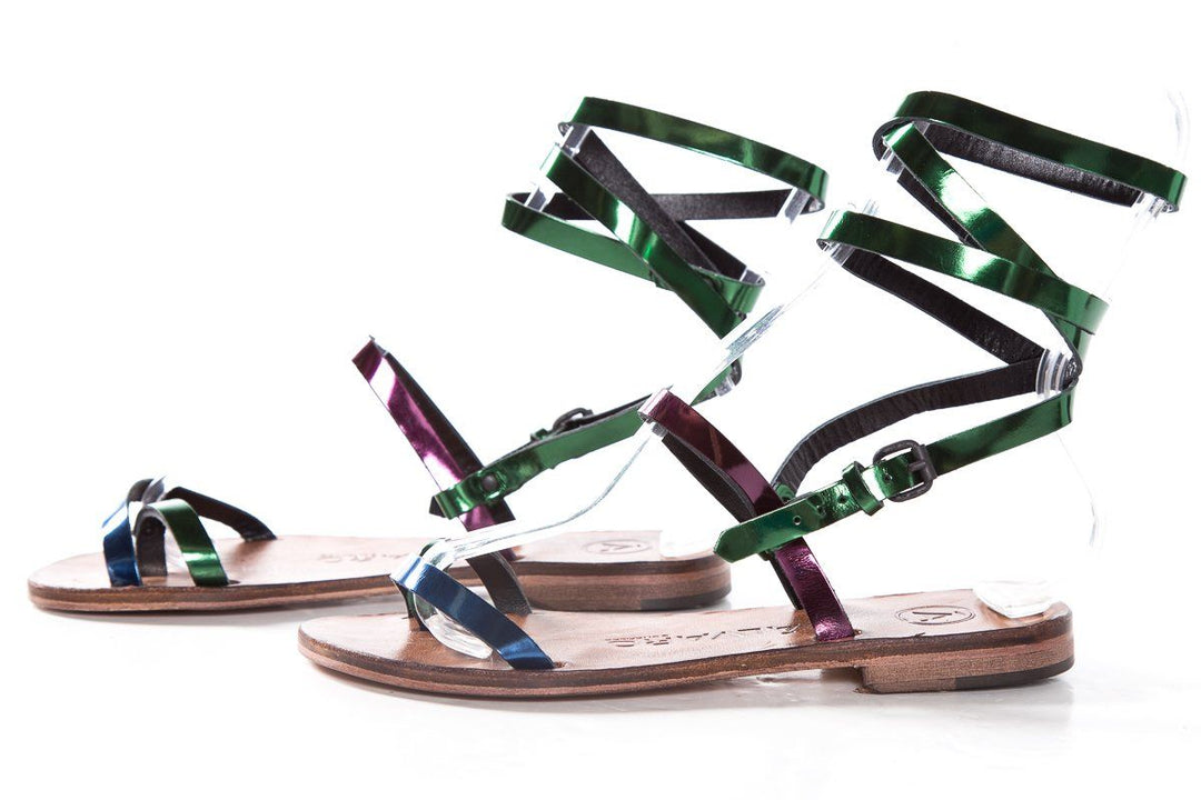 Alvaro Gonzalez Multicolored Metallix Anna Flat Sandals SZ 36 NWT SALE