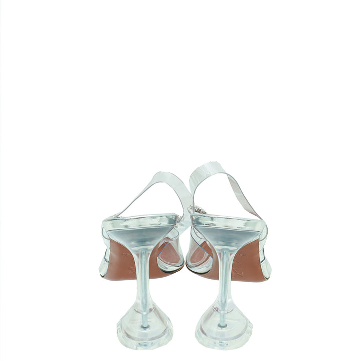 Amina Muaddi White Rosie Glass Slingback 37