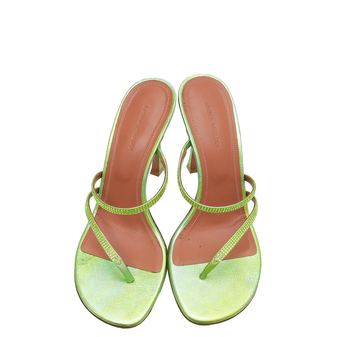 Amina Muaddi Apple Green Ami 105 Sandal 37.5