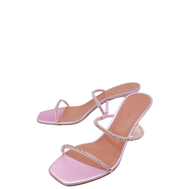 Amina Muaddi Pink Gilda Glass Mules 39