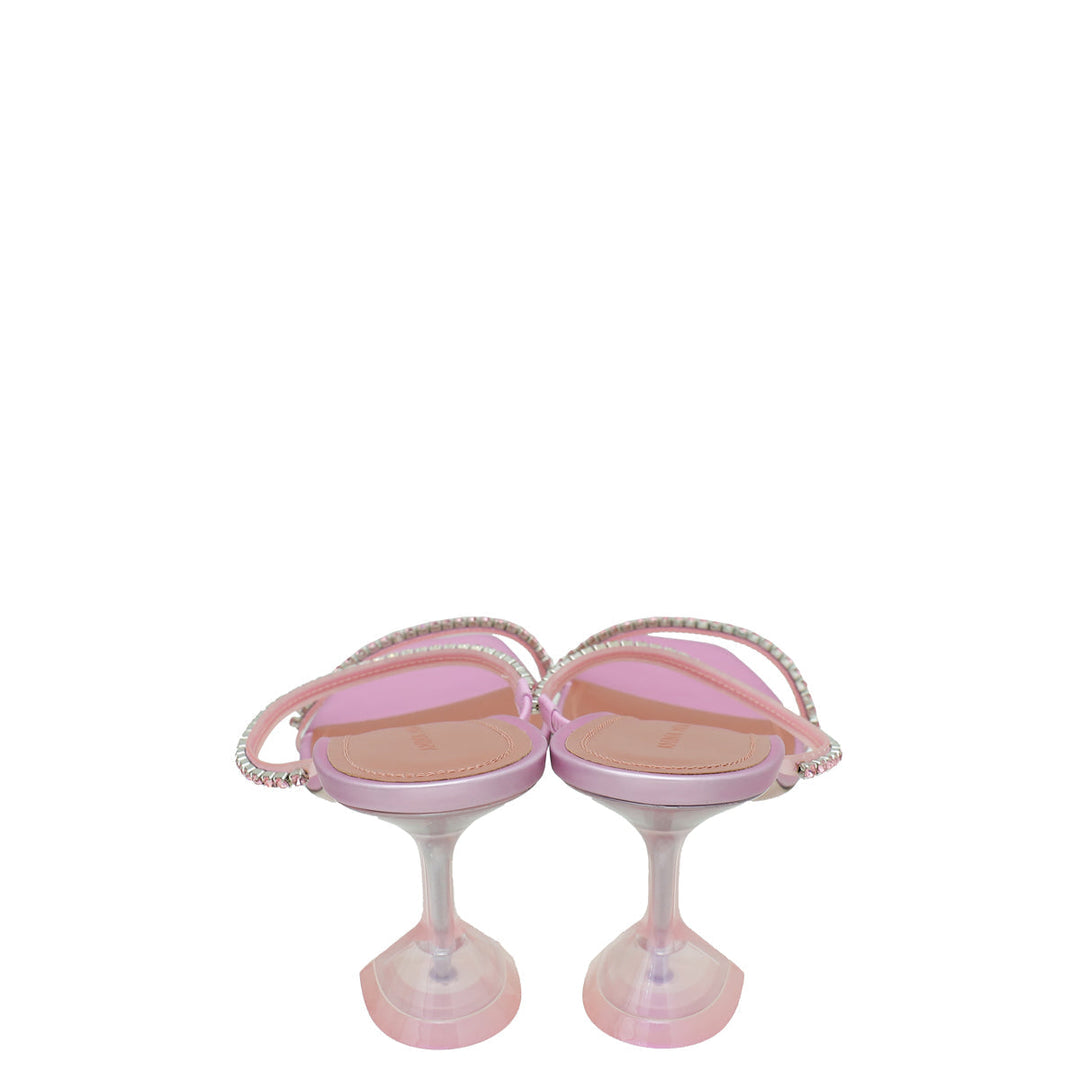 Amina Muaddi Pink Gilda Glass Mules 39