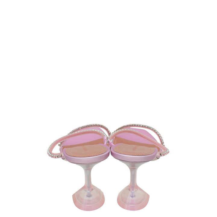 Amina Muaddi Pink Gilda Glass Mules 39