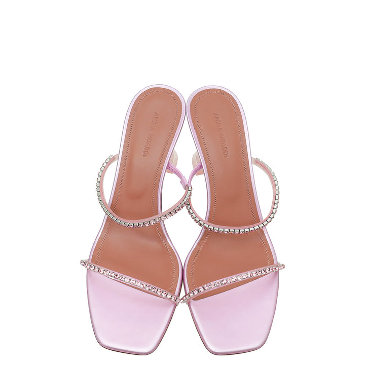 Amina Muaddi Pink Gilda Glass Mules 39