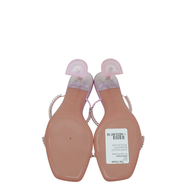 Amina Muaddi Pink Gilda Glass Mules 39