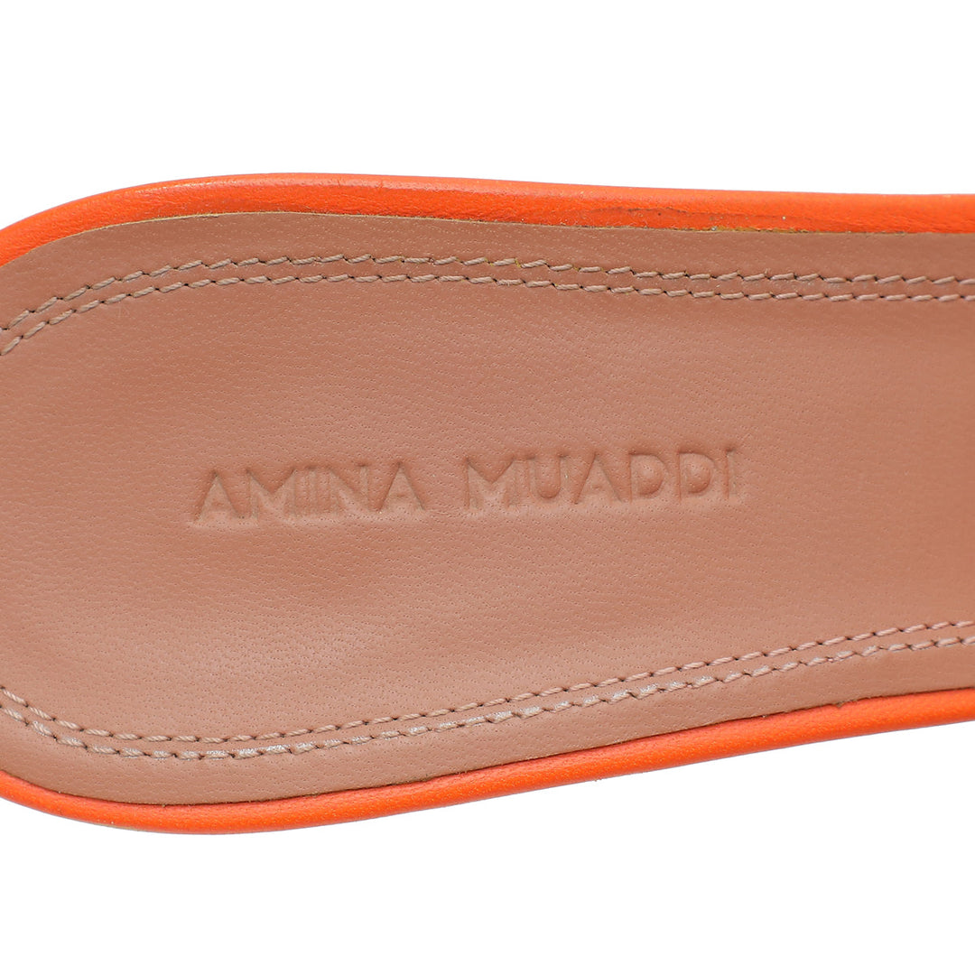 Amina Muaddi Orange Lupita Glass Slipper 39