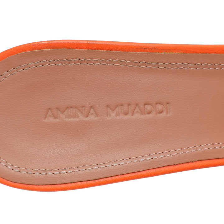 Amina Muaddi Orange Lupita Glass Slipper 39